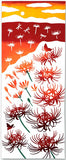 Kenema  - 50261  Yubae Higanbana  夕映え彼岸花 (Evening glow red spider lilies)  (The dyed Tenugui)