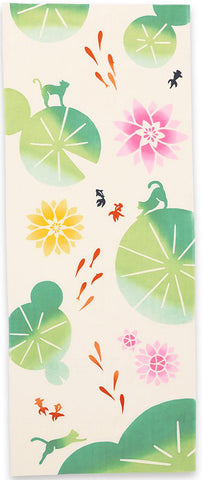 Kenema -  50213   Kingyo to suiren      金魚と睡蓮       (The dyed Tenugui)