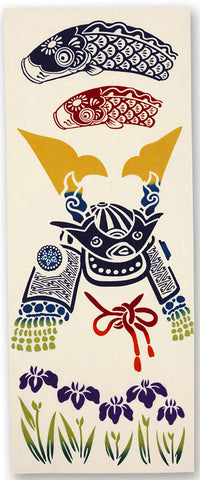 Kenema  -  50241  Kabuto kazari 兜飾り  (Boys' Festival)  Japanese Tradition Cotton Towel (The dyed Tenugui)