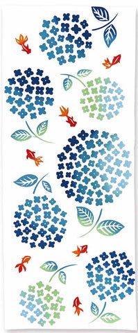 Kenema - 50248 Hydrangea Goldfish 紫陽花金魚   (The dyed Tenugui) - Japanese traditional Tenugui