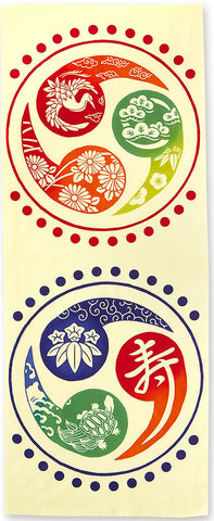 Kenema  - 50302  Kotobuki Taiko 寿太鼓   (The dyed Tenugui)