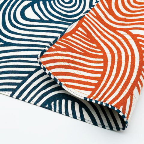 Isamonyou -  Double-Sided Dyeing  Yui  Navy/Orange 100 伊砂文様 両面 結 アイ/オレンジ    20478-325  - Furoshiki (Japanese Wrapping Cloth)