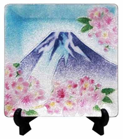 Saikosha - #103-13 Mt. Fuji and cherry blossoms (Cloisonné ware ornamental plate) 12.00 cm - Free Shipping