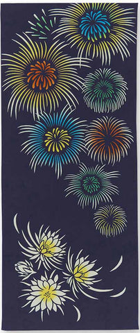 Kenema - 50250  Summer Night Flower 夏夜の華   (The dyed Tenugui) - Japanese traditional Tenugui