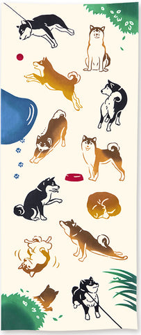 Kenema  - 50281 Today's Shiba Inu 今日の柴犬   Japanese Tradition Cotton Towel (The dyed Tenugui)