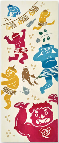 Kenema  - 50239  Setsubun demon extermination   節分鬼退治   Japanese Tradition Cotton Towel (The dyed Tenugui) (Copy)