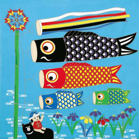 Saigiki Tango Chirimen Yusen Furoshiki 彩時記 丹後ちりめん友仙ふろしき - Boys' Festival 端午の節句- Furoshiki (Japanese Wrapping Cloth) 68 x 68 cm