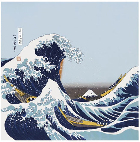 Chirimen Furoshiki - Hokusai The Great Wave off Kanagawa 北斎浪 - Furoshiki (Japanese Wrapping Cloth) 68 x 68 cm