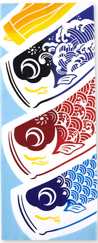 Kenema  -  50280  Carp streamers swimming in the blue sky   青空泳ぐ鯉のぼり (Boys' Festival)  Japanese Tradition Cotton Towel (The dyed Tenugui)