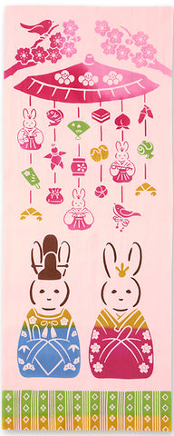 Kenema  - 50279  Bunny bina うさぎ雛  Japanese Tradition Cotton Towel (The dyed Tenugui)