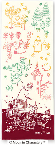 Kenema -51015 Moomin Characters series -  Moominmama & graffiti  ムーミンママ&落書き  (The dyed Tenugui)