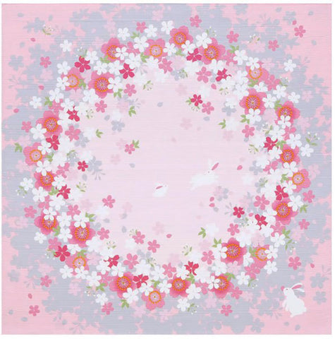 Yu-Soku - Sakura no wa (Wheel of Sakura & Rabbit) さくらの輪 - Furoshiki 50 x 50 cm