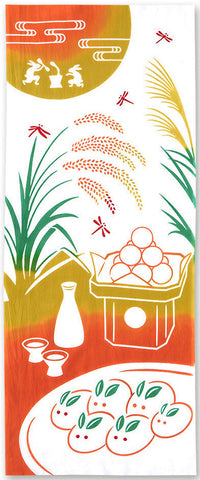 Kenema  -  50296    Tsukimi Usagi Mochi 月見うさぎ餅 (Moon viewing) (The dyed Tenugui)