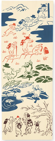 Kenema  -  50243  Chojyugiga mountain climbing  鳥獣戯画/登山   (The dyed Tenugui)