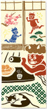 Kenema  - 50278  Demons and Ehomaki  鬼と恵方巻   Japanese Tradition Cotton Towel (The dyed Tenugui)