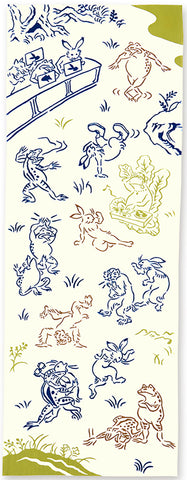 Kenema  -  50271  Chojyugiga     Breakdancing   鳥獣戯画 ブレイクダンス  (The dyed Tenugui)