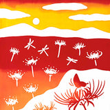 Kenema  - 50261  Yubae Higanbana  夕映え彼岸花 (Evening glow red spider lilies)  (The dyed Tenugui)