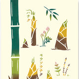 Kenema  - 50276  Digging for bamboo shoots 筍掘り  Japanese Tradition Cotton Towel (The dyed Tenugui)