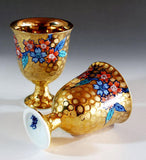 Fujii Kinsai Arita Japan - Somenishiki Golden Sakura Wine Cup  (pair set) - Free shipping