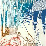 Kenema - 51024  Moomin Characters series -   Snufkin & Little My  スナフキン&リトルミイ  (The dyed Tenugui)