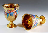 Fujii Kinsai Arita Japan - Somenishiki Golden Sakura Wine Cup  (pair set) - Free shipping