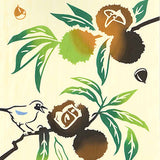 Kenema  -   50294 Chestnuts and birds 栗カケス  Japanese Tradition Cotton Towel (The dyed Tenugui)