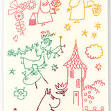 Kenema -51015 Moomin Characters series -  Moominmama & graffiti  ムーミンママ&落書き  (The dyed Tenugui)