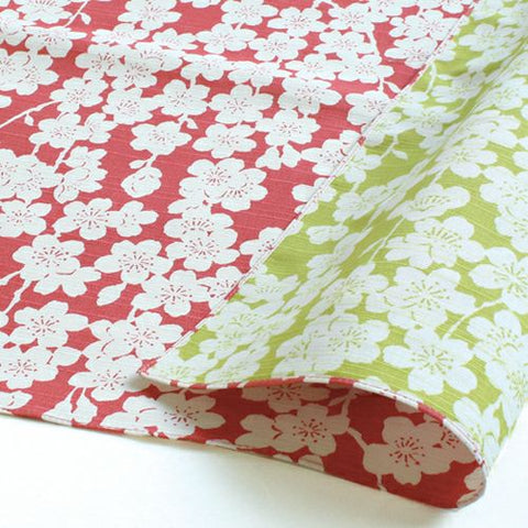 Isamonyou -  Double-Sided Dyeing Sakura Green/Pink 48 伊砂文様 両面 しだれ桜 ピンク/グリーン 20479-132  - Furoshiki (Japanese Wrapping Cloth)