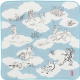 Chojyugiga - blue  鳥獣人物戯画 ガーゼタオルハンカチ 相撲 ブルー - Gauze Towel (Handkerchief)