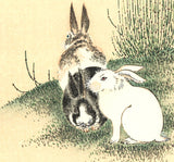 Maruyama Okyo -  #1 Mokuzoku (scouring rush) & Rabbits - Free Shipping