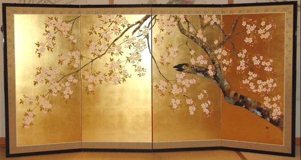 Tominaga Jyuho - Japanese Traditional Hand Paint Byobu (Gold Leaf