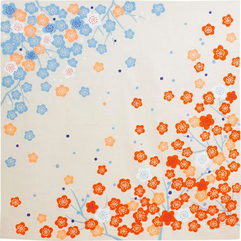 Himemusubi - Ume  (plum)  梅   Pink/Blue - Furoshiki   100 x 100 cm