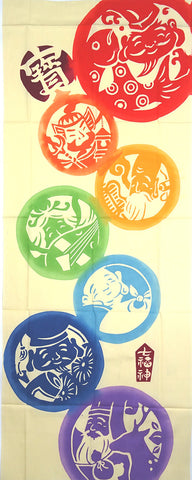 Kenema  - 51176 Shichi Fuku Jin ( Seven Deities of Good Fortune)  七福神   (The dyed Tenugui)
