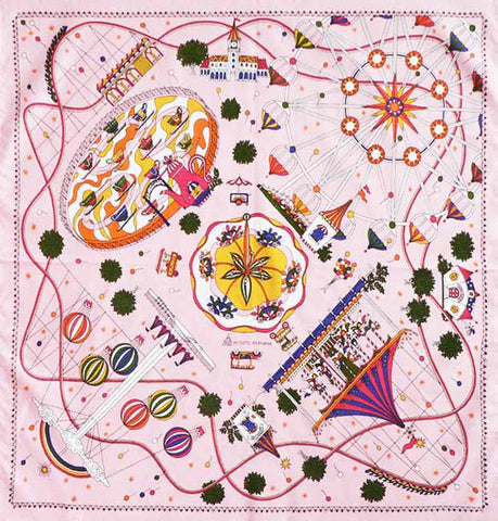 Asayama Misato - Amusement Park     遊園地   75 x 75 cm   Furoshiki (Japanese Wrapping Cloth)