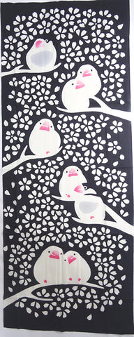 Kenema  - 54410 Sakura Buncho   (Cherry Blossoms & Java Sparrow) 桜文鳥  (The dyed Tenugui)