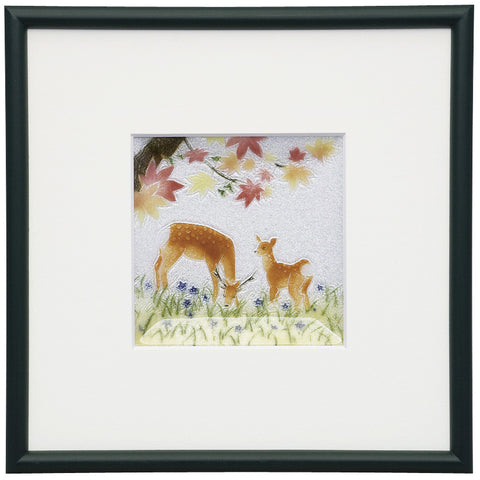 Saikosha - #011-11   Autumn Deer & Momiji (Framed Cloisonné ware) - Free Shipping