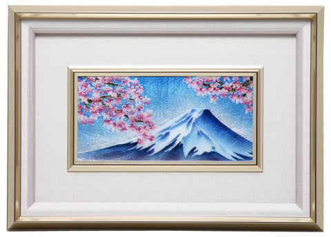 Saikosha - #013 09  Mt. Fuji & Sakura (Framed Cloisonné ware) - Free Shipping