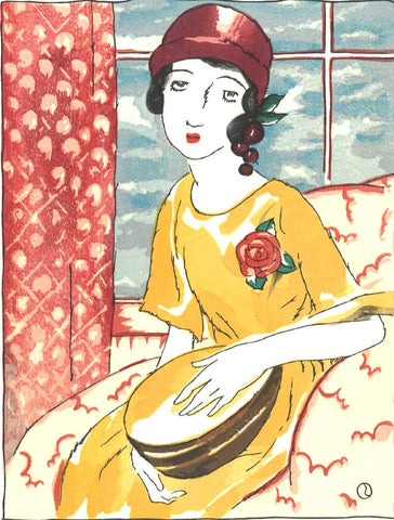 Takehisa Yumeji- Mandorinu (Girl with a mandolin) - Free Shipping
