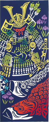 Kenema - 50037 Yoroi Kazari to Koinobori 鎧飾りと鯉幟 (The dyed Tenugui) - Japanese traditional Tenugui