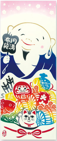 Kenema - Enman Hotei (円満布袋) (The dyed Tenugui)- Japanese traditional Tenugui