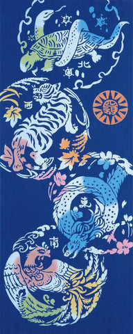 Kenema - 54556 Shishin Blue 四神/青 (The dyed Tenugui)