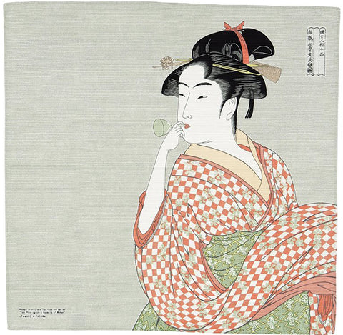 Sumidagawa - Kitagawa Utamaro- Woman blow Vidro (ビードロを吹く女) 20720-107 - Furoshiki 48 x 48 cm