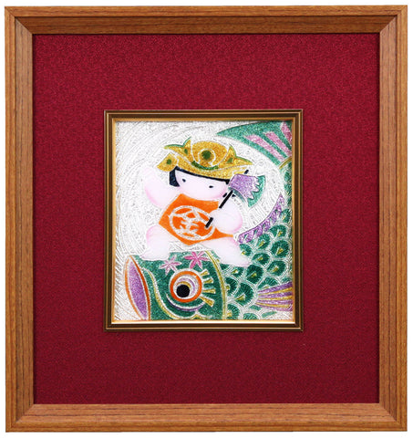 Saikosha - #008-19  Carp and Kintaro (Framed Cloisonné ware) - Free Shipping