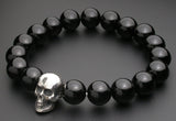 Saito - Skull (Silver 925) w/Bonji with Onyx Rosary