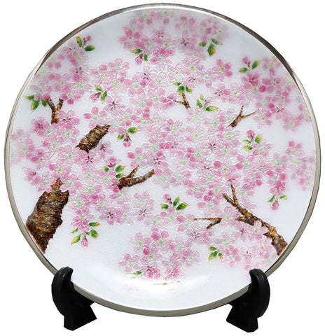 Saikosha - #105-14 Sakura (Cloisonné ware ornamental plate) 27.00 cm - Free Shipping