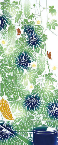 Kenema - 54403 Goya(Bitter gourd) curtain ゴーヤーカーテン (The dyed Tenugui)