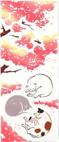 Kenema - 50138  Ohanami Neko  お花見猫  (The dyed Tenugui)