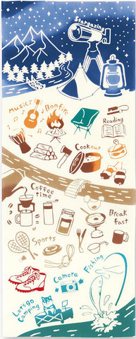 Kenema  - 50186 Camp no sugoshikata (How to spend the camp) (キャンプの過ごし方)    (The dyed Tenugui)- Japanese traditional Tenugui