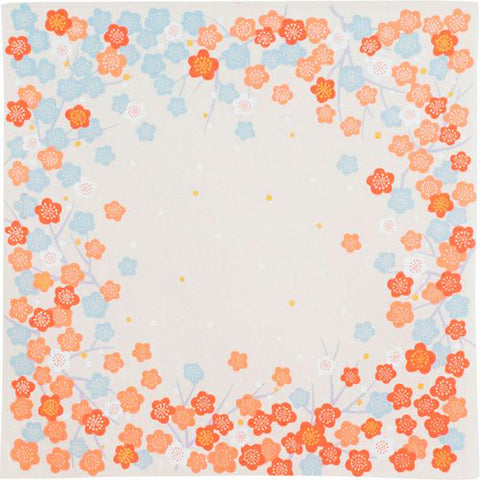 Himemusubi - Ume  (plum)  梅  Orange  - Furoshiki   50 x 50 cm