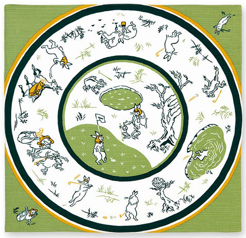 Kenema - Chojyugiga Golf Green 鳥獣戯画-ゴルフ  M199-67699  - Furoshiki 50 x 50 cm
